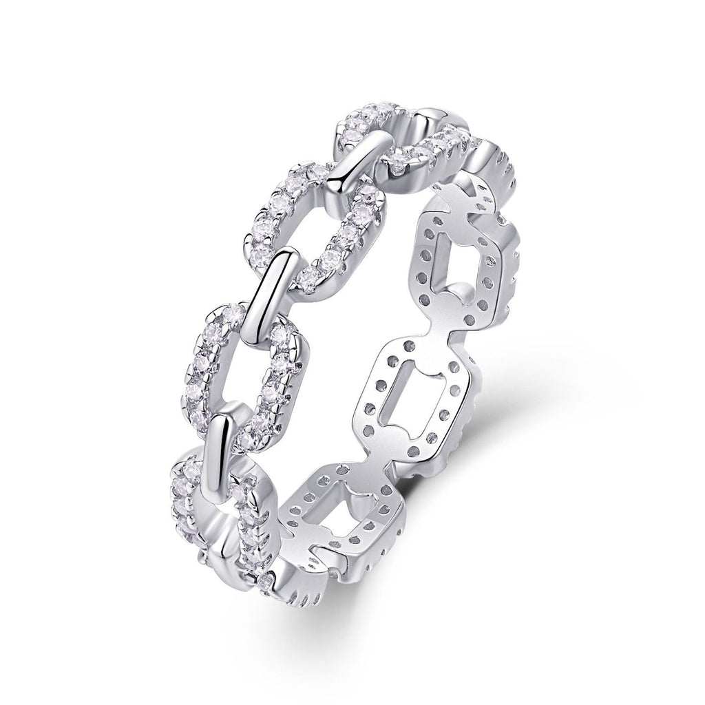White Moissanite Interlocking Ring - product shot angle 2