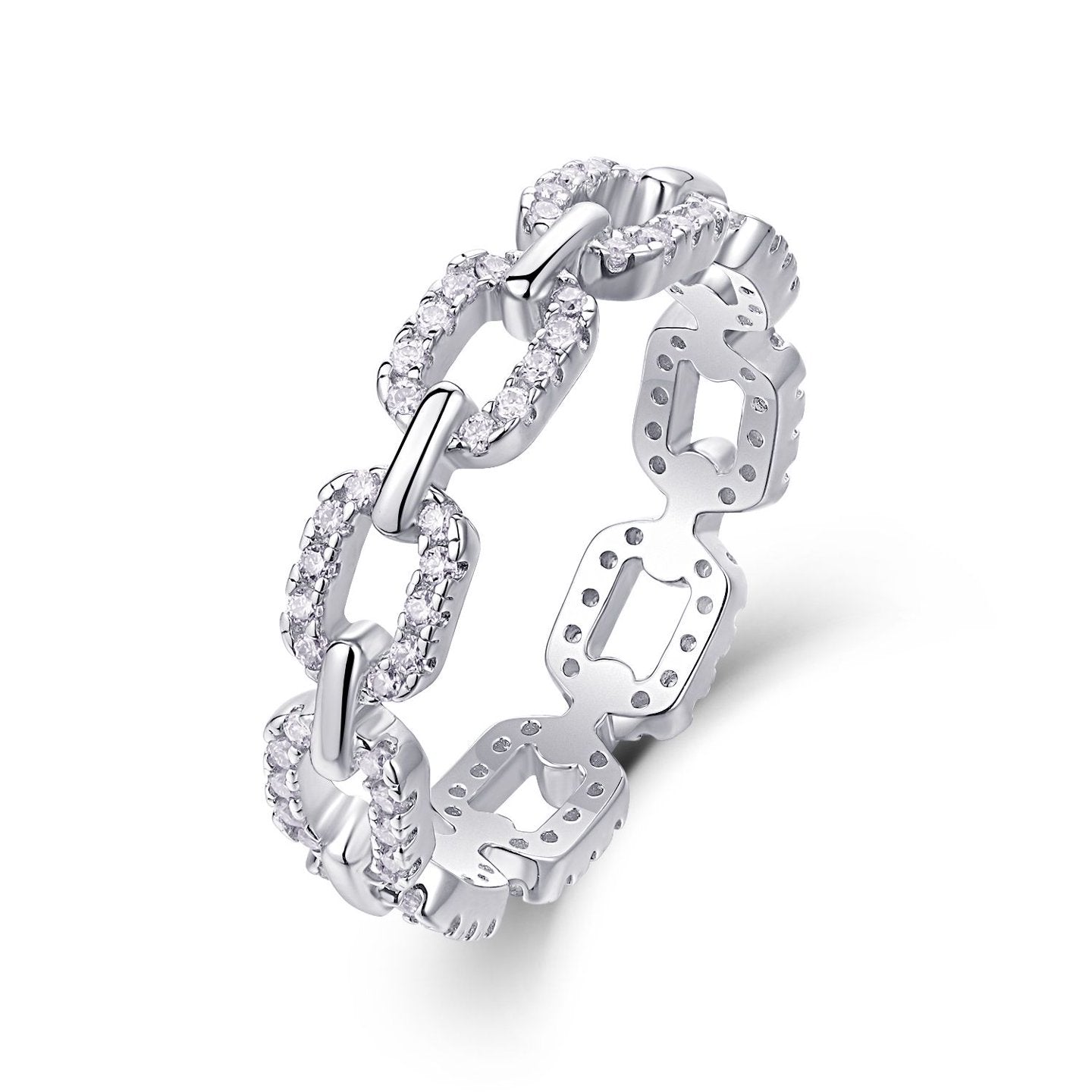 White Moissanite Interlocking Ring - product shot angle 2