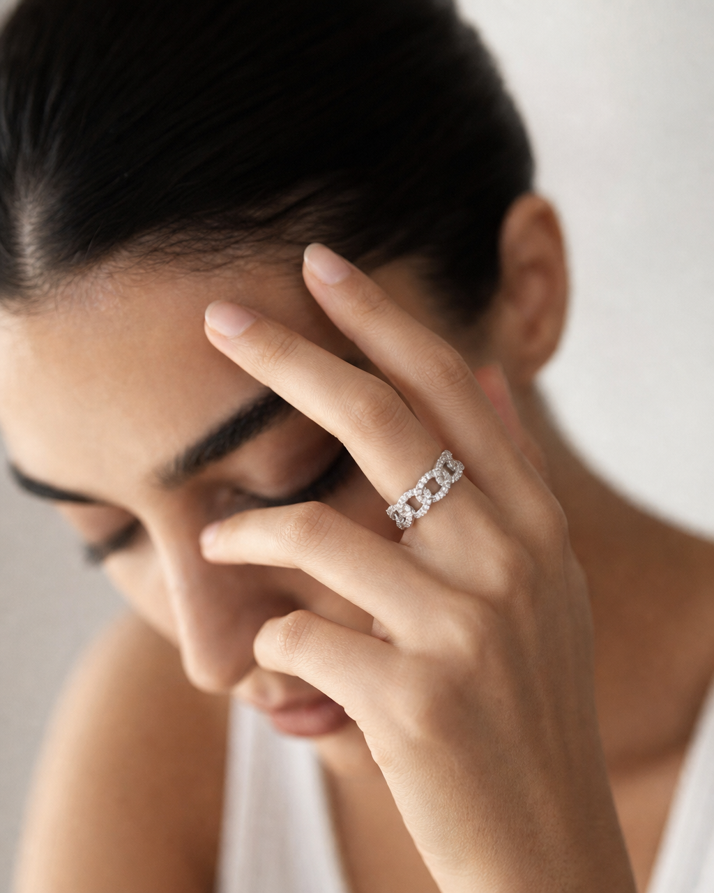 Pavé Chain Link Eternity Ring - lifestyle shot