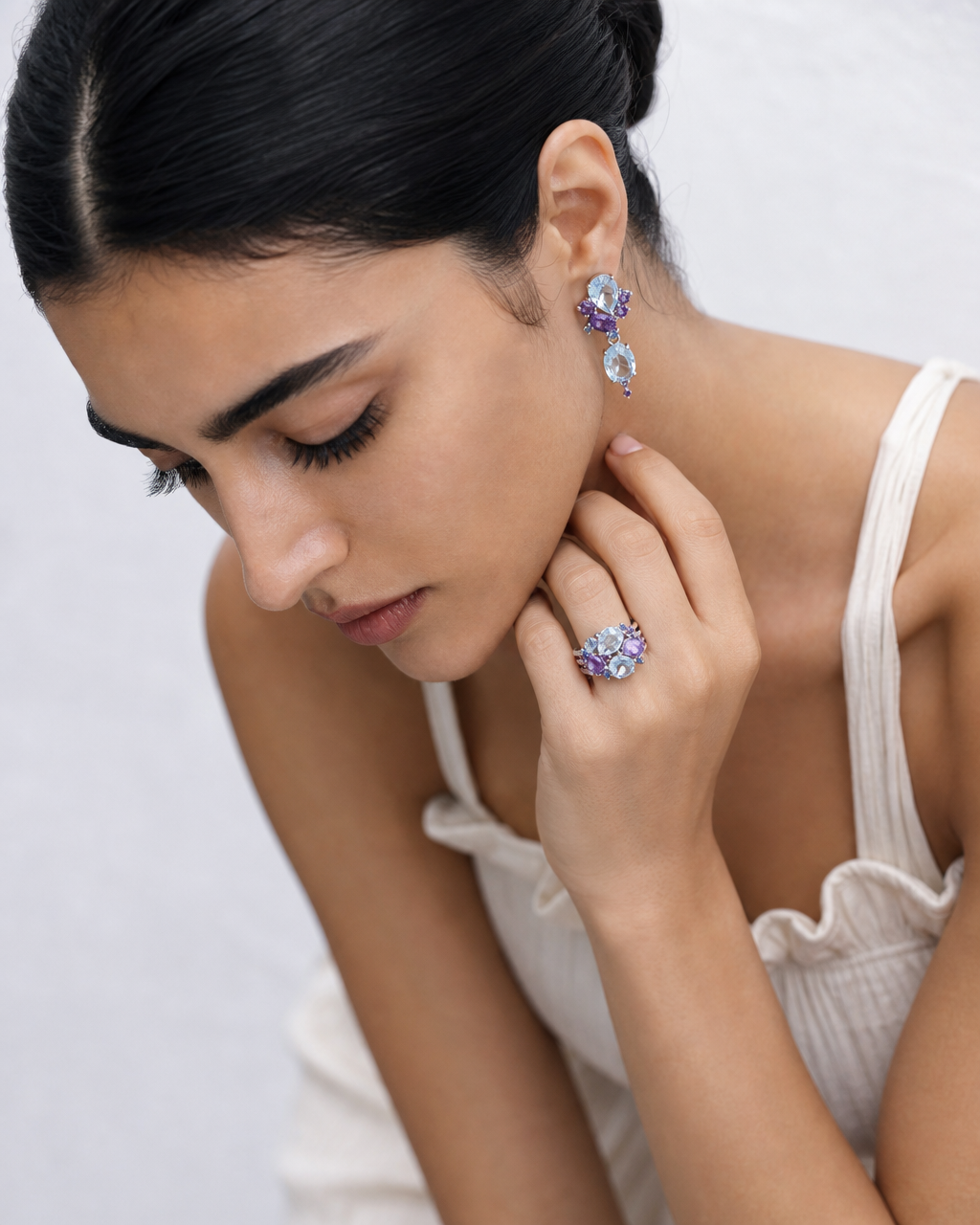 Natural Multi-Gemstone Statement Ring - styled shot
