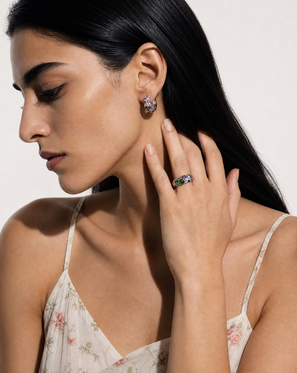 Natural Multi-Color Tourmaline Drop Earrings - lifestyle shot