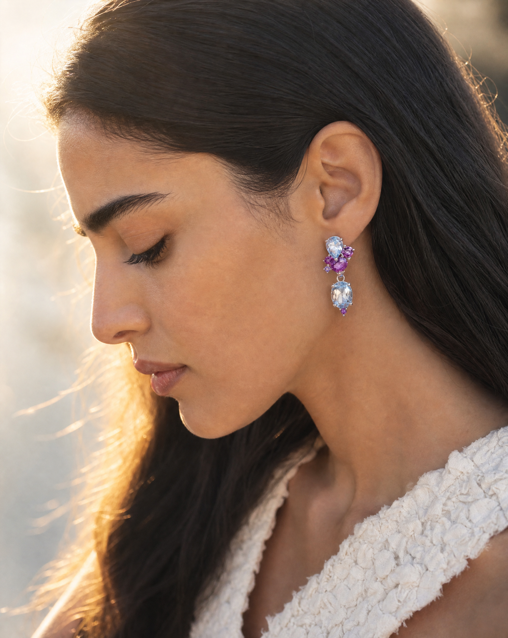 Natural Multi-Gemstone Drop Earrings - lifestyle shot
