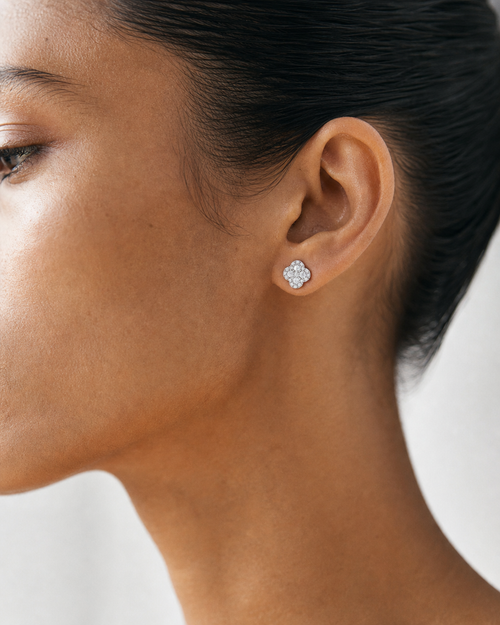 Clover Blossom Moissanite Stud Earrings - lifestyle shot