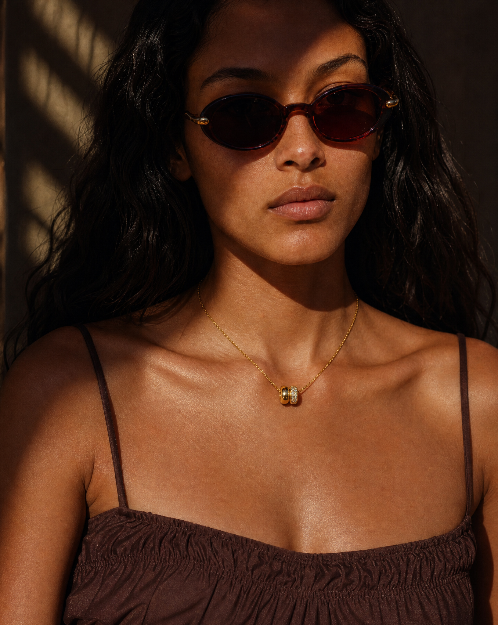 Gold-Plated Moissanite Collarbone Chain Necklace - lifestyle shot