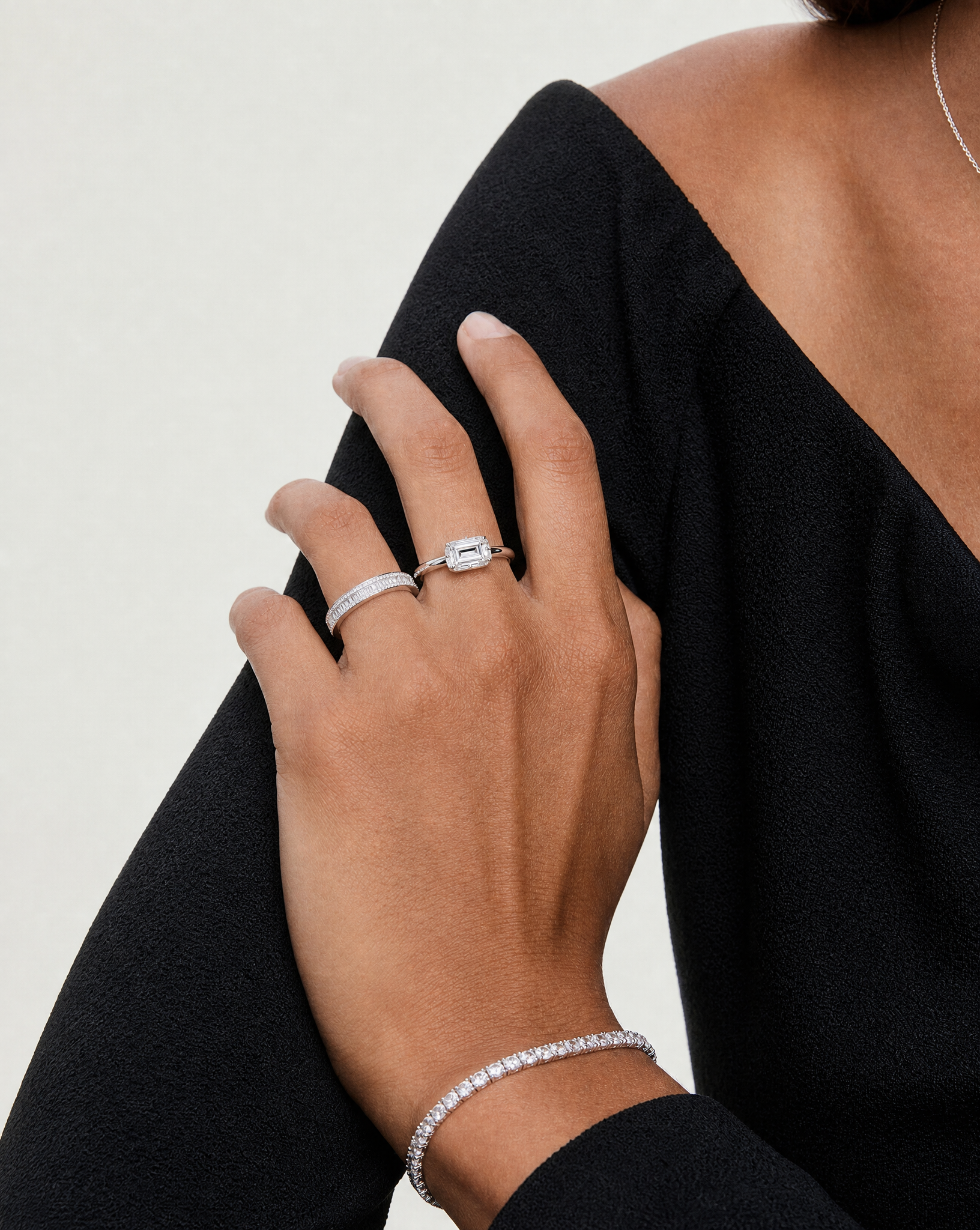 Minimalist Square Moissanite Ring - lifestyle shot
