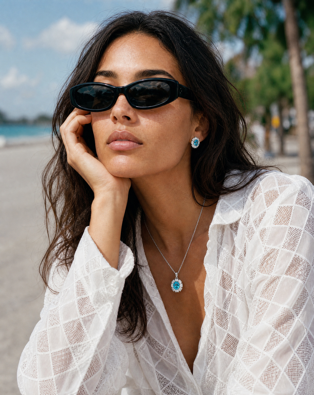 Oval Paraíba Pendant Necklace
