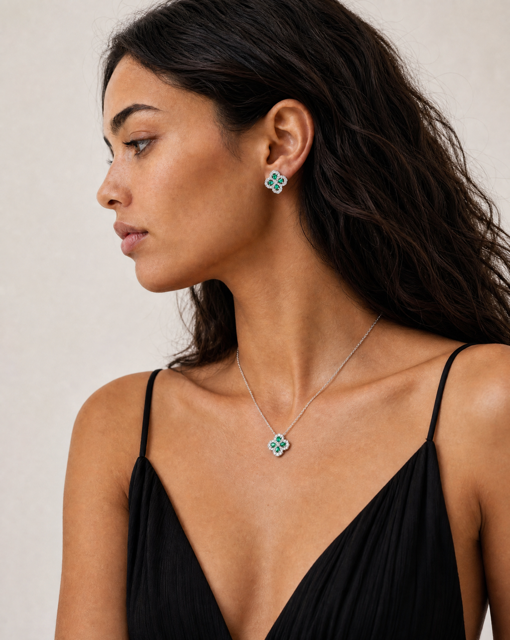 Emerald Blossom Moissanite Pendant Necklace