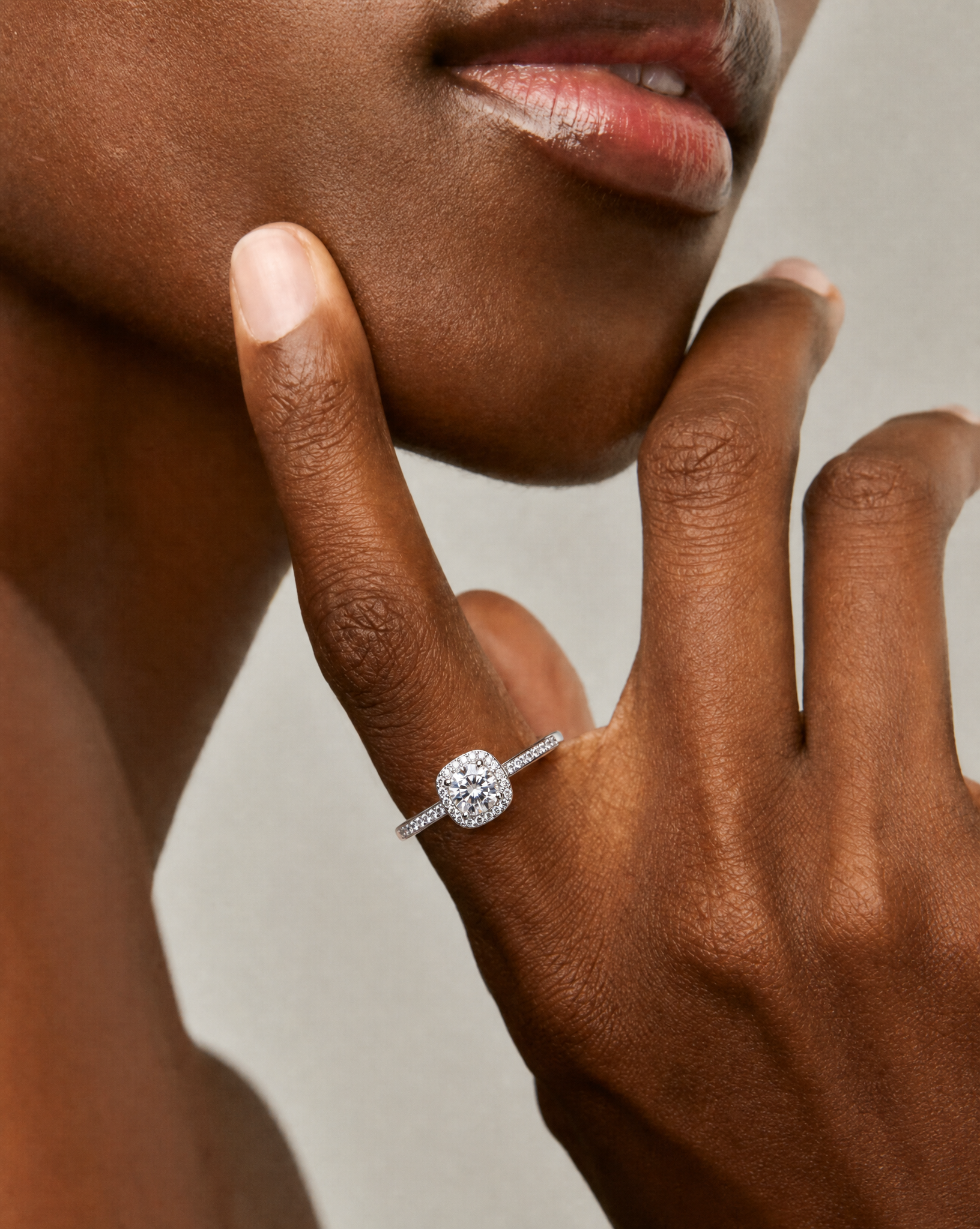 Sugar Cube Moissanite Statement Ring - lifestyle shot