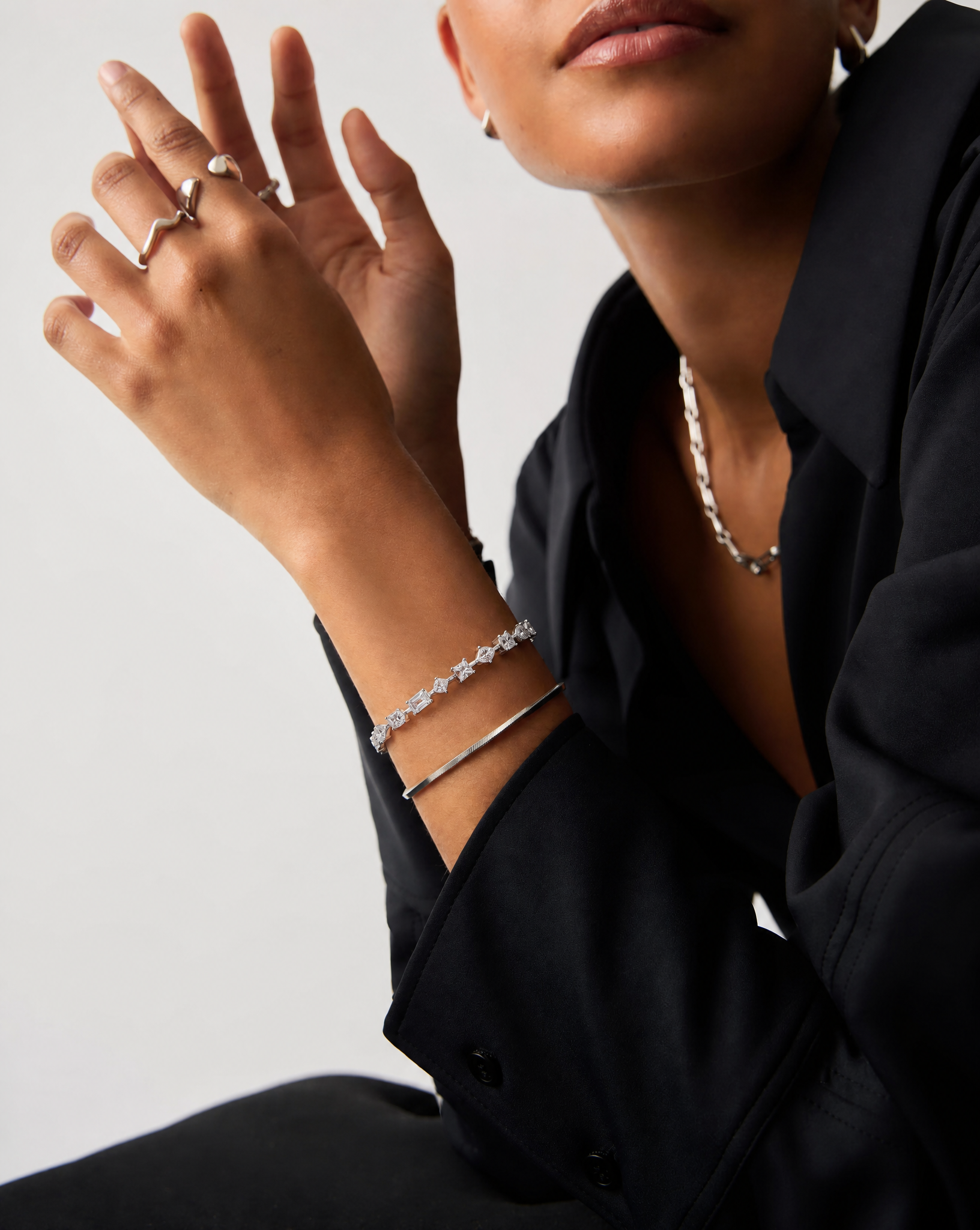 White Pear-Cut Moissanite Tennis Bracelet - lifestyle shot