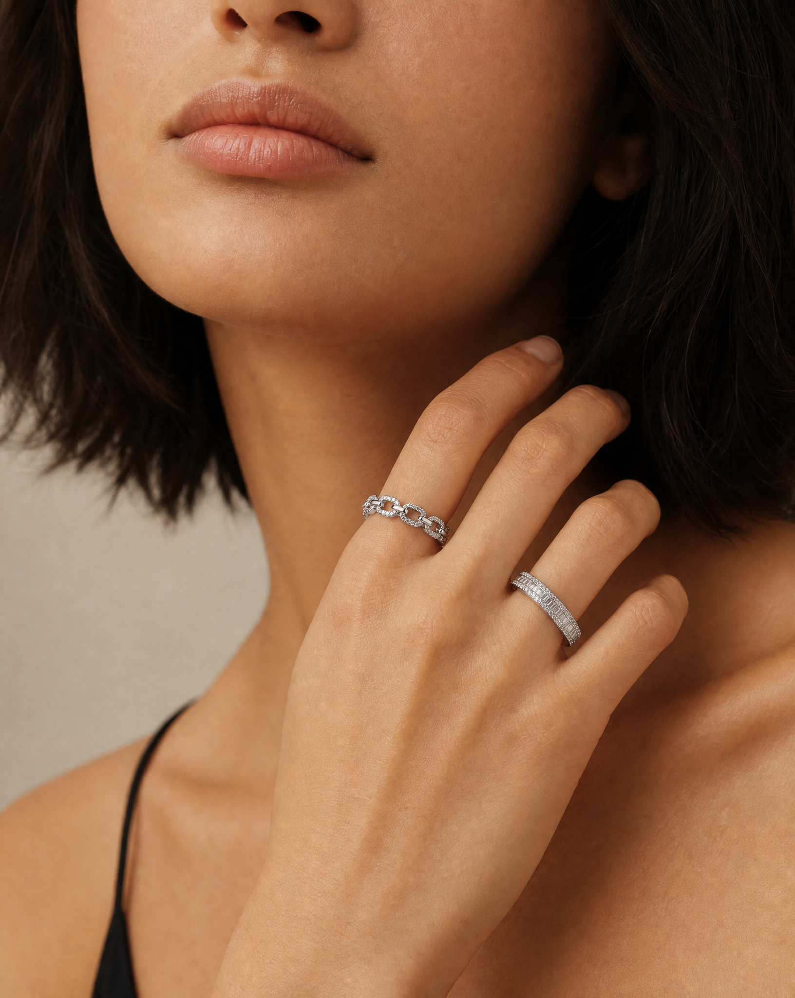 White Moissanite Interlocking Ring - lifestyle shot