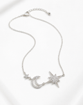 Celestial Star & Moon Pendant Necklace - product shot on white background