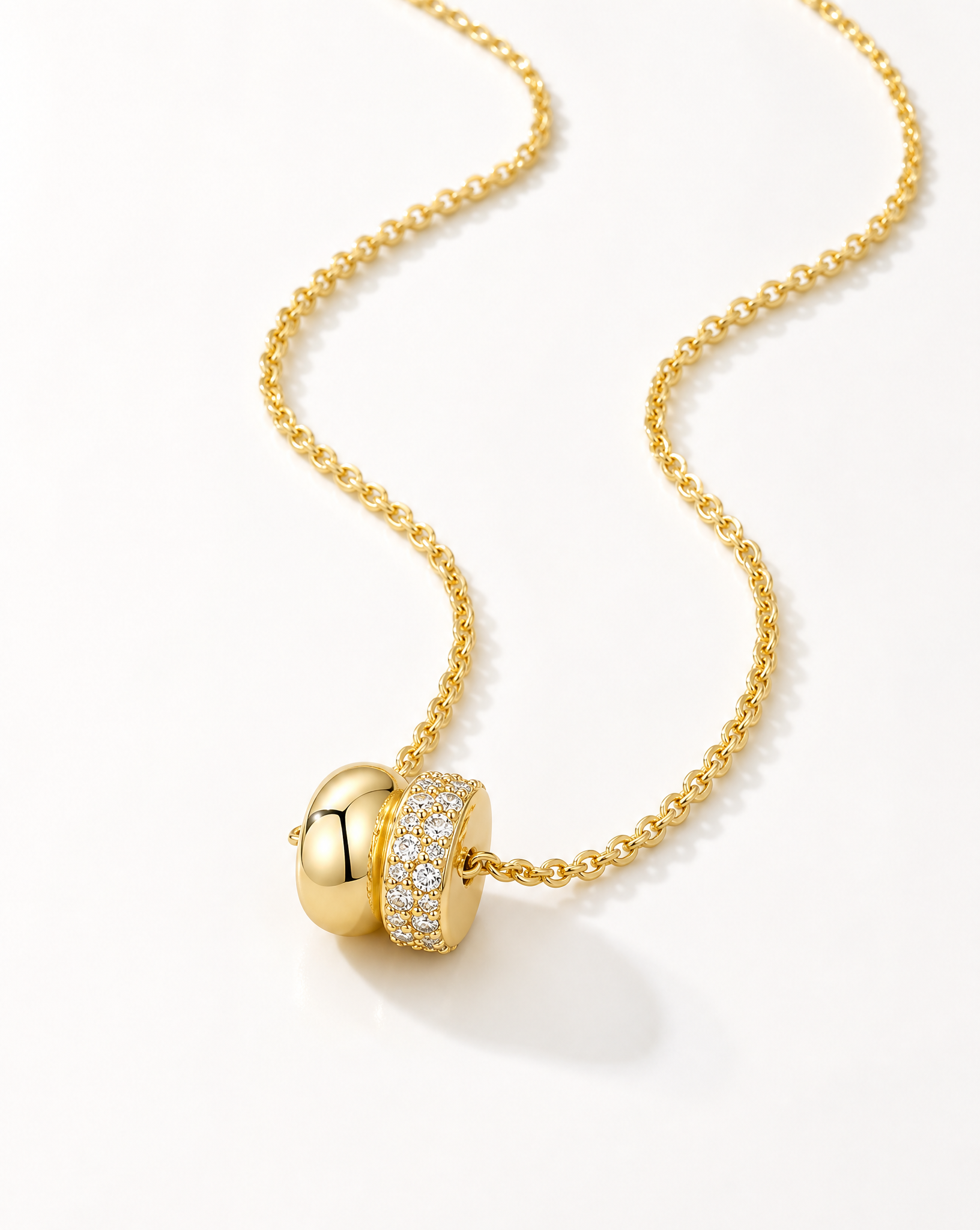 Gold-Plated Moissanite Collarbone Chain Necklace - product shot on white background