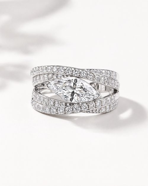 2-Carat Marquise Moissanite Solitaire Ring - product shot on white background