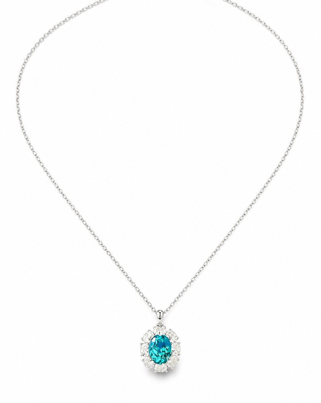 Oval Paraíba Pendant Necklace - product shot on white background