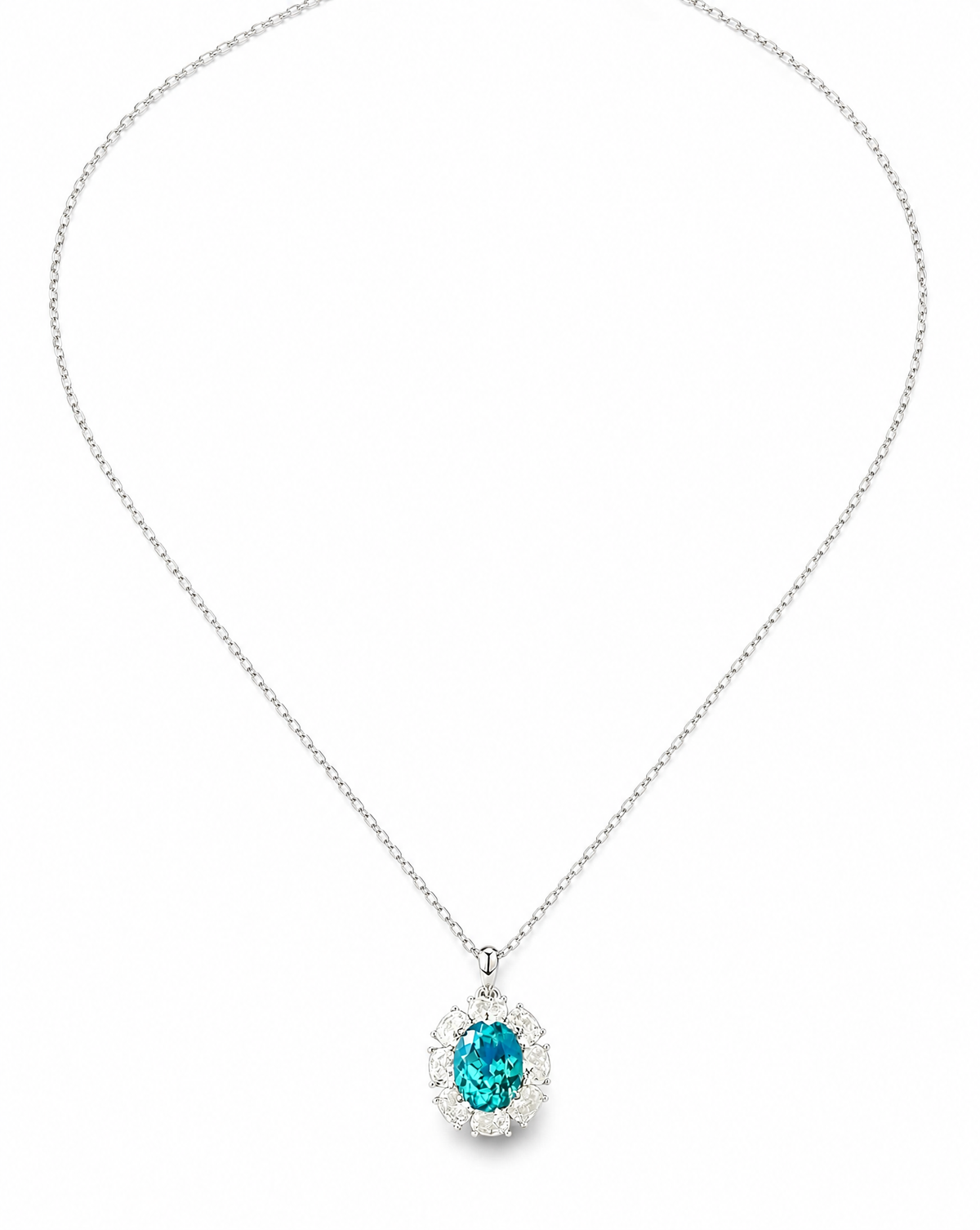 Oval Paraíba Pendant Necklace - product shot on white background