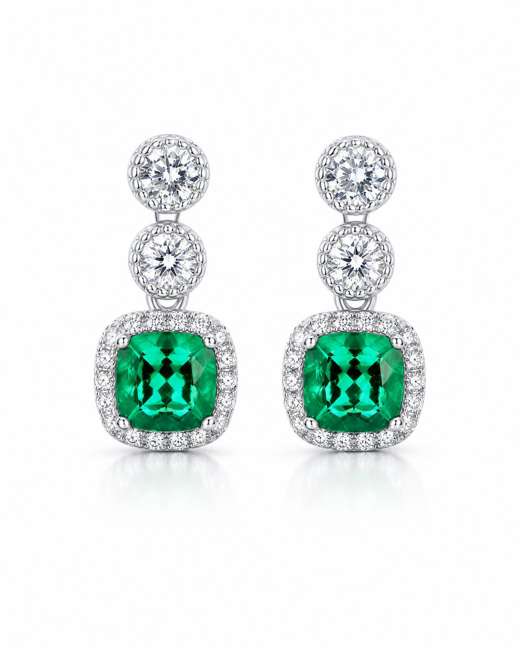 Square Emerald Drop Earrings
