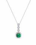 Square Emerald Pendant Necklace