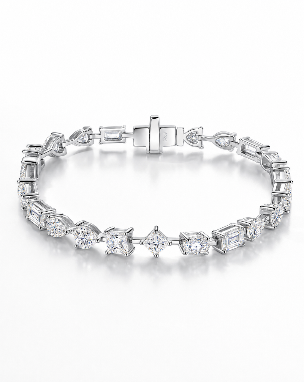 White Pear-Cut Moissanite Tennis Bracelet - product shot on white background
