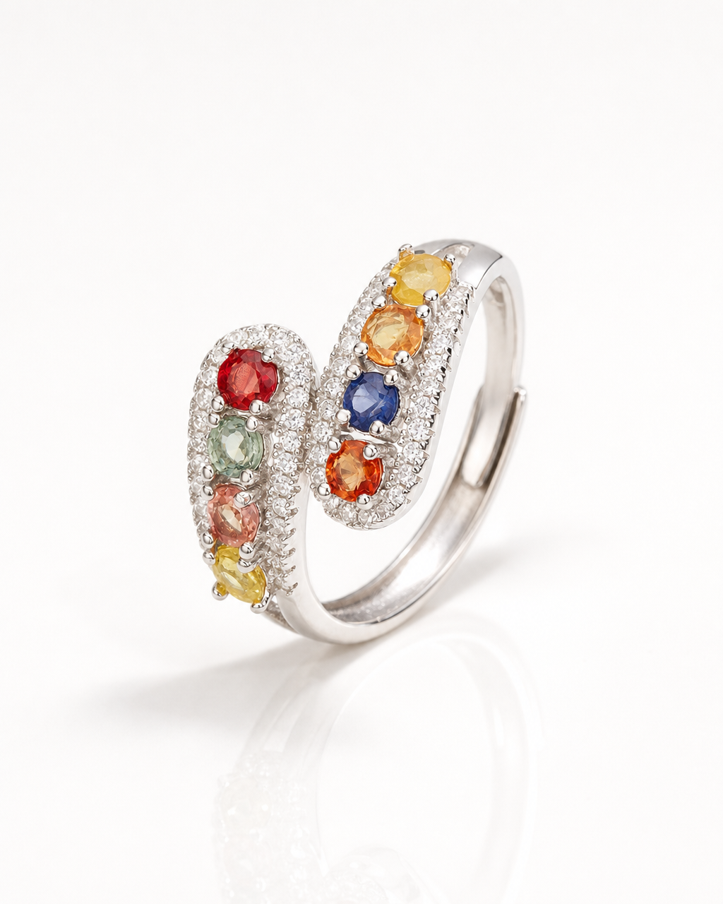 Natural Multi-Gemstone Cocktail Ring - product shot on white background