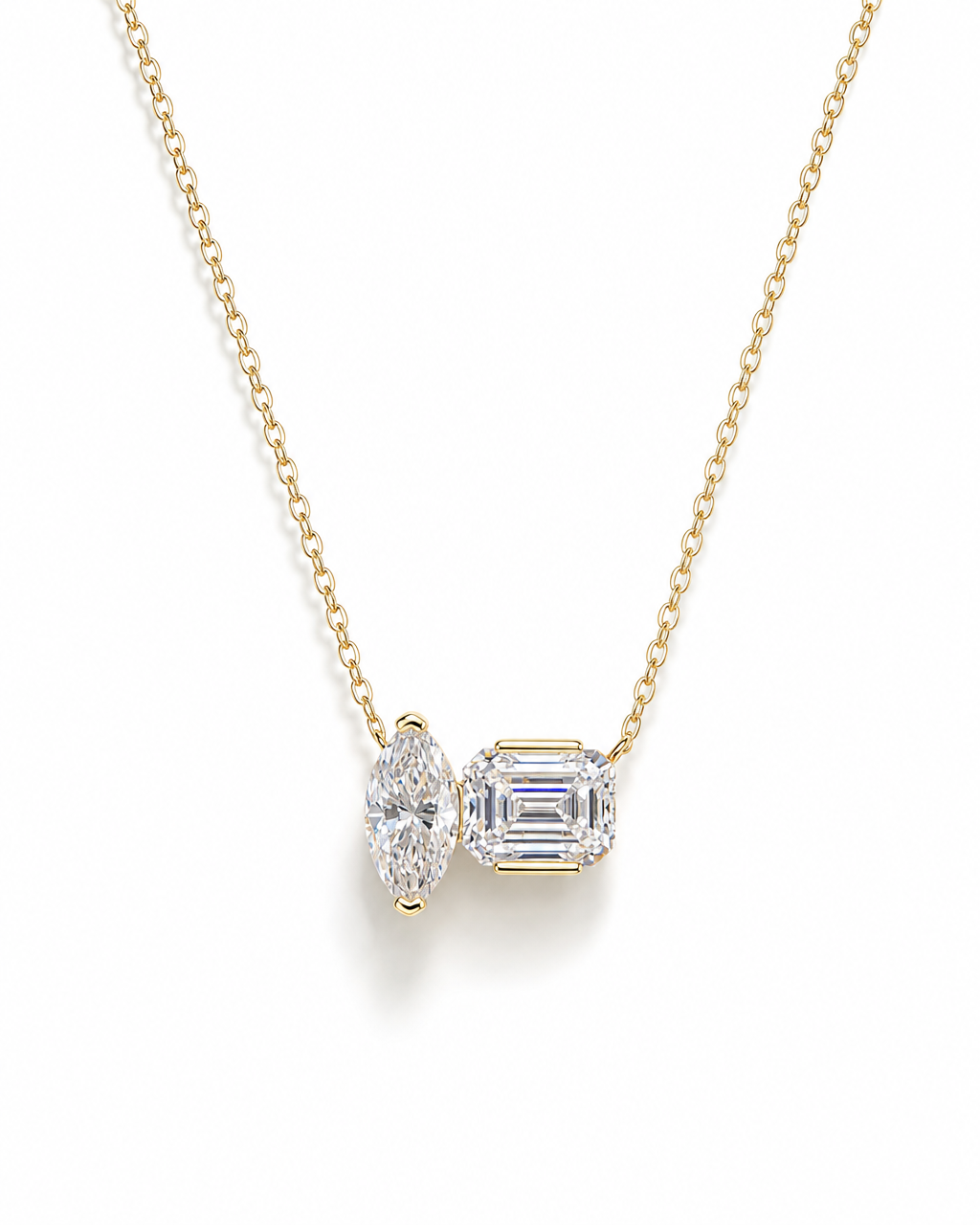 Marquise Cluster Moissanite Pendant Necklace - product shot on white background