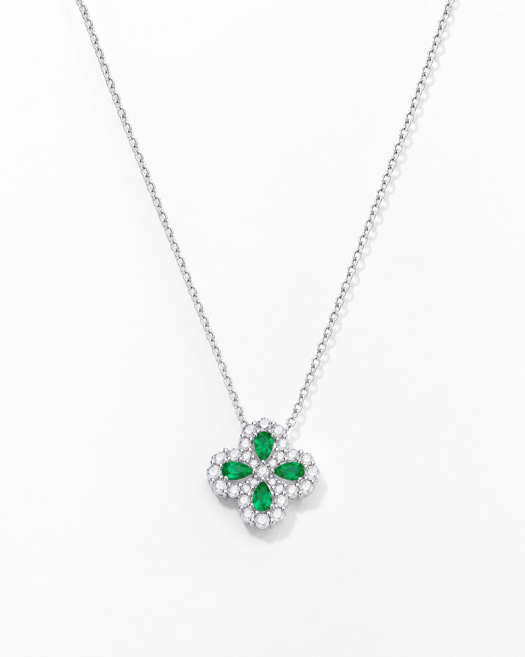 Emerald Blossom Moissanite Pendant Necklace - product shot