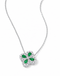 Emerald Blossom Moissanite Pendant Necklace