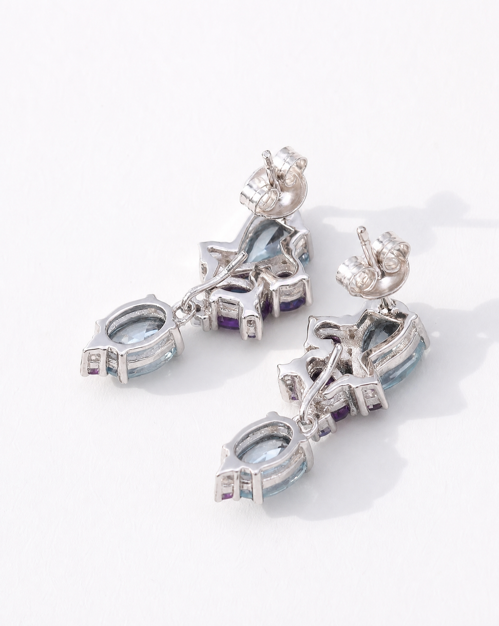 Natural Multi-Gemstone Drop Earrings - product shot on white background