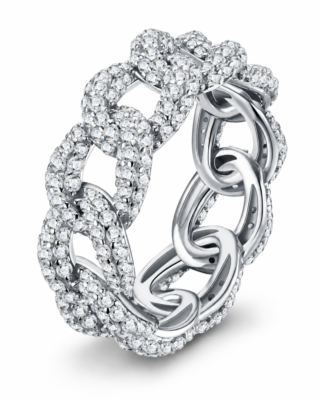 Pavé Chain Link Eternity Ring - product shot on white background