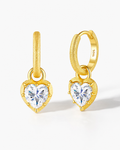 Heart-Shaped Moissanite Drop Huggie Earrings - product shot
