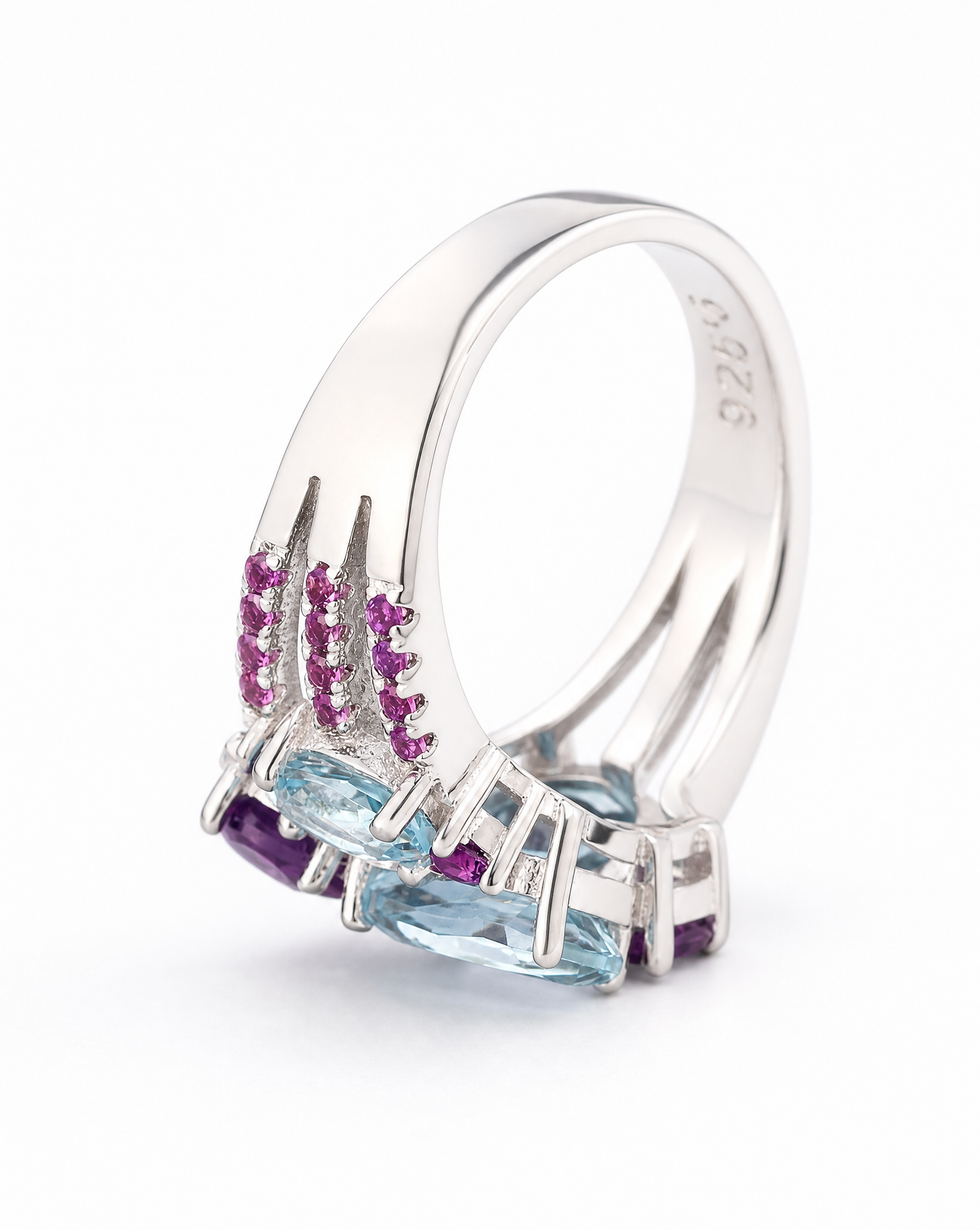 Natural Multi-Gemstone Statement Ring - product shot on white background