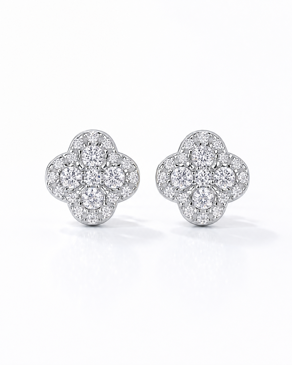 Clover Blossom Moissanite Stud Earrings - product shot