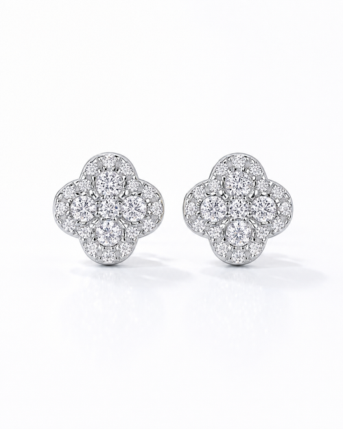 Clover Blossom Moissanite Stud Earrings - product shot