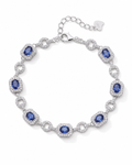 Natural Blue Sapphire Halo Link Bracelet - product shot