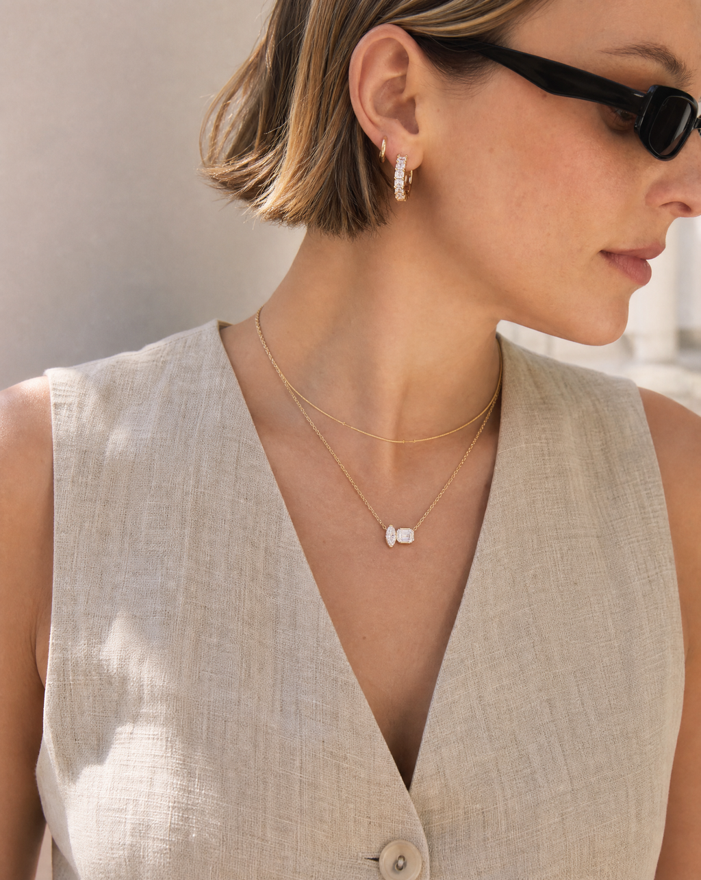 Pavé Zirconia C-Hoop Earrings - lifestyle shot