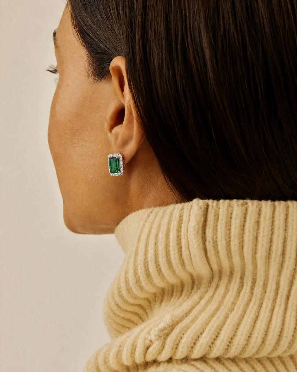 Square Emerald Stud Earrings