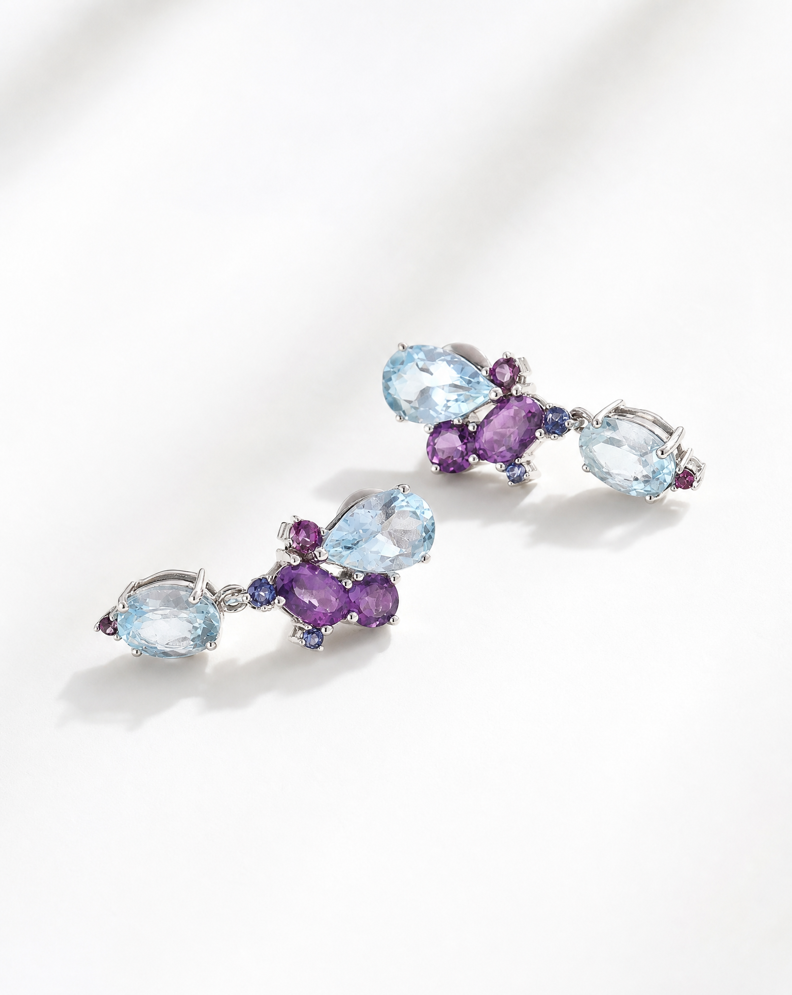 Natural Multi-Gemstone Drop Earrings - product shot angle 2
