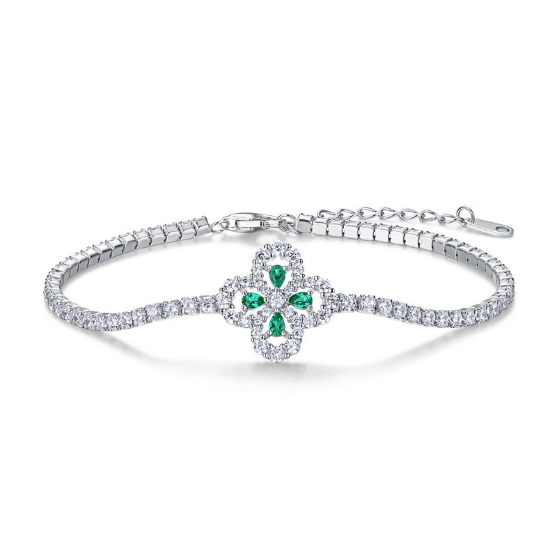 Emerald & Moissanite Blossom Link Bracelet - product shot