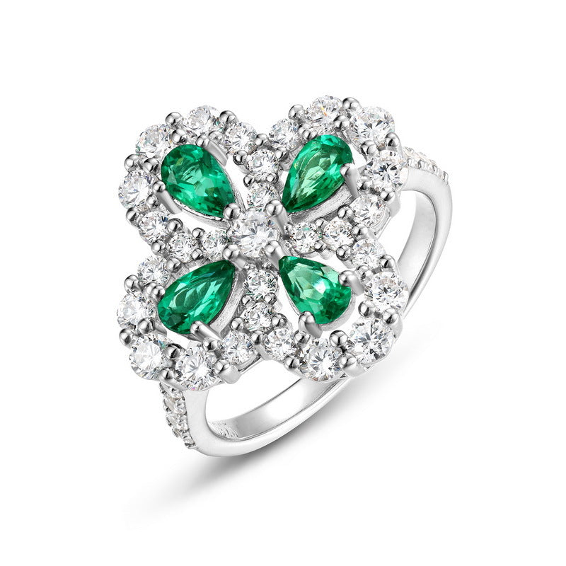 Emerald & Moissanite Blossom Ring - product shot