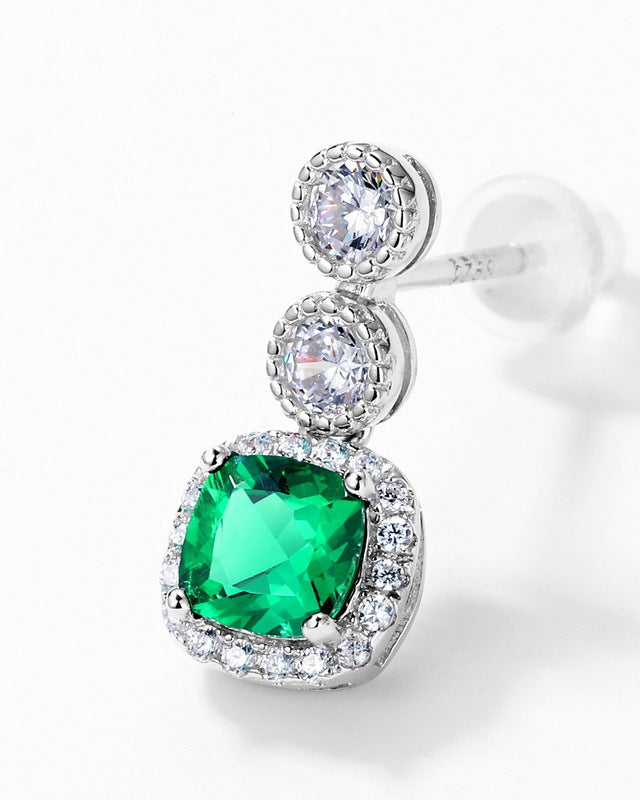Square Emerald Drop Earrings