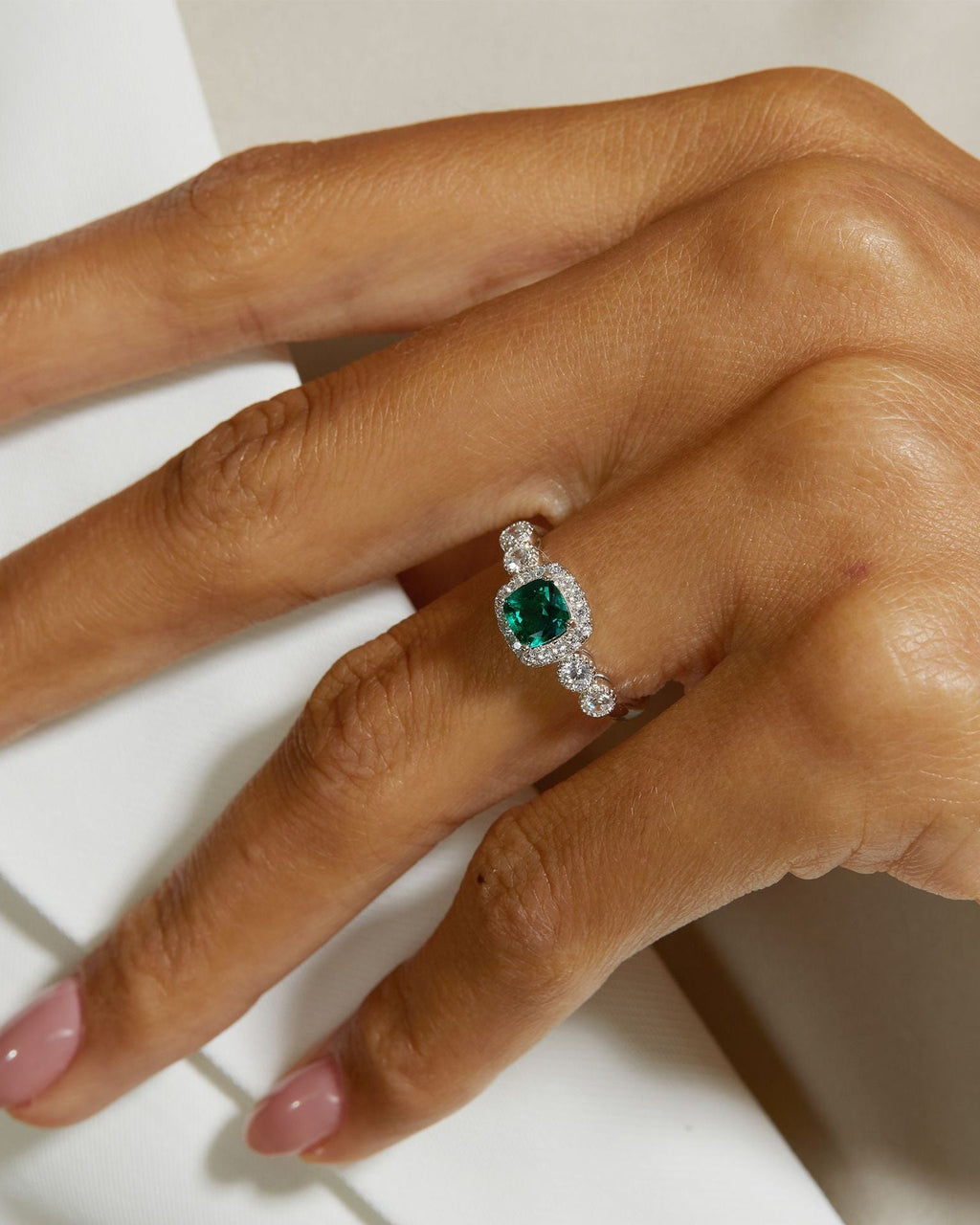 Square Emerald Open Ring