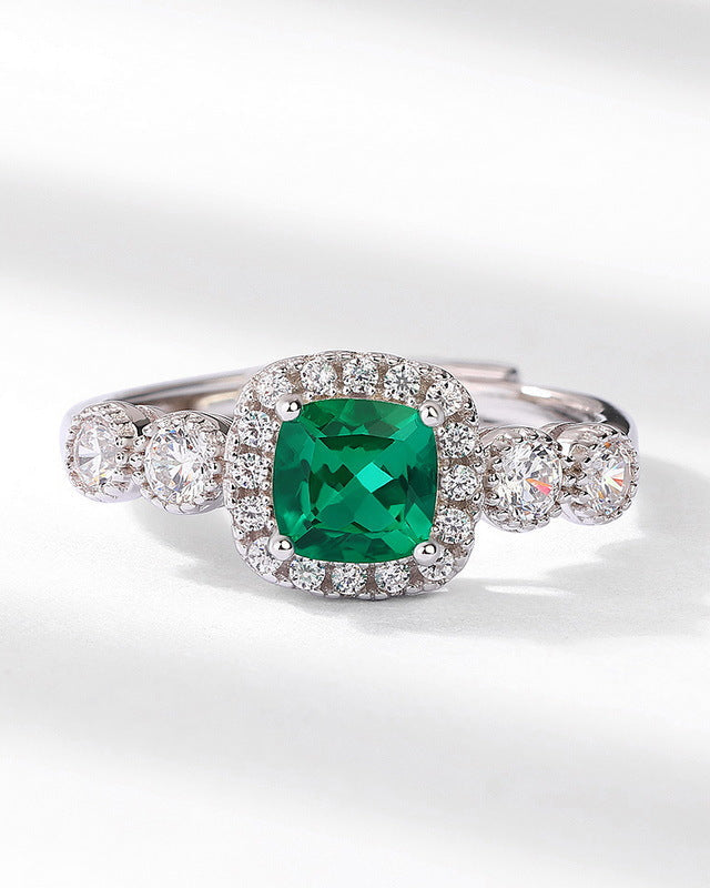 Square Emerald Open Ring