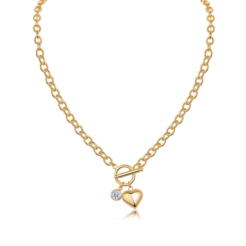 Gold-Plated Heart Moissanite Pendant Necklace - product shot