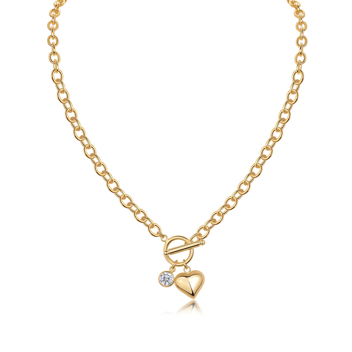 Gold-Plated Heart Moissanite Pendant Necklace - product shot