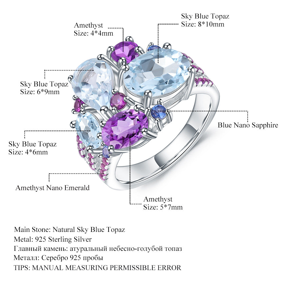 Natural Multi-Gemstone Statement Ring - detail shot