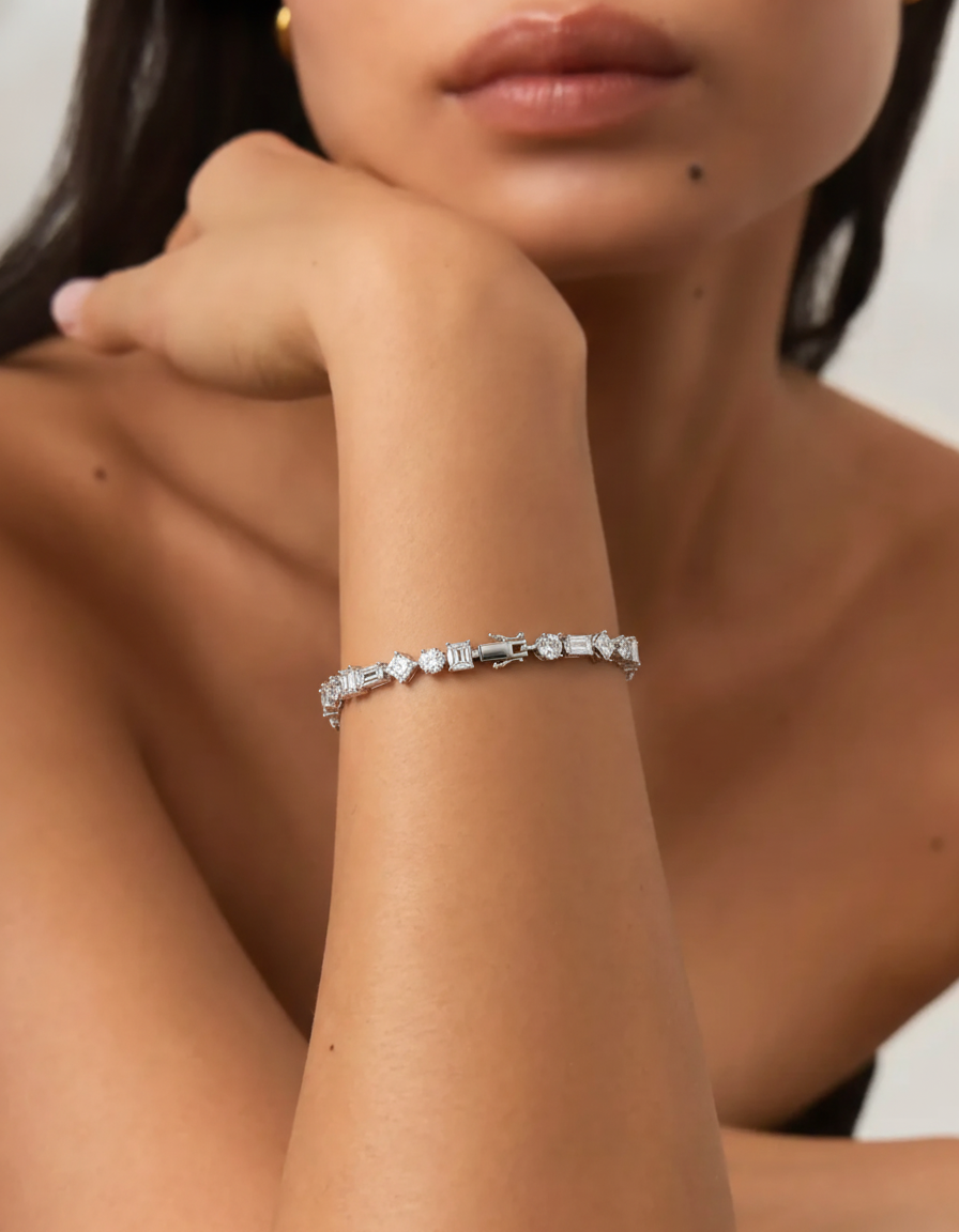 White Pear-Cut Moissanite Tennis Bracelet