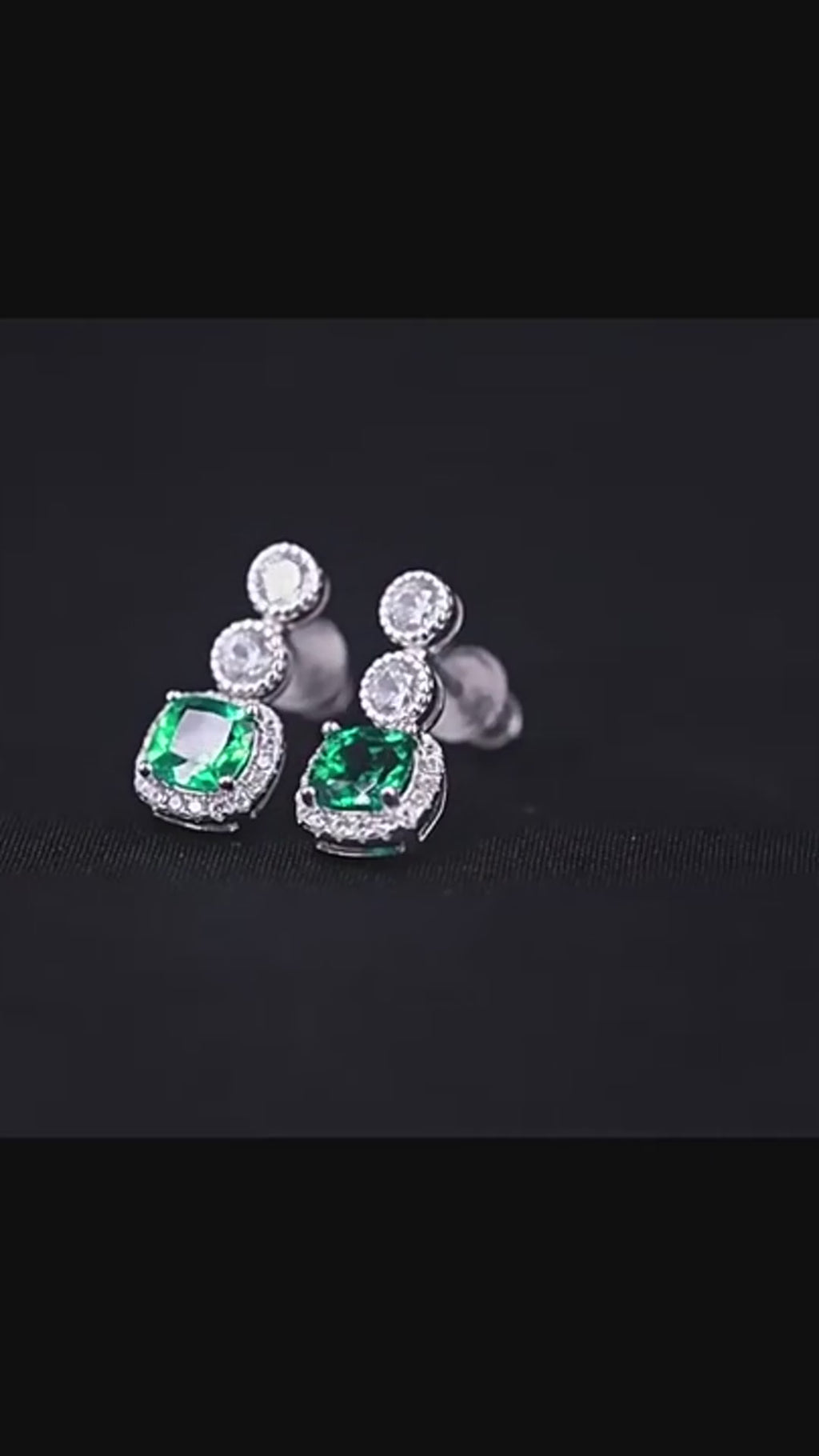 Square Emerald Drop Earrings
